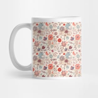 Cat & Coffee Pattern Mug